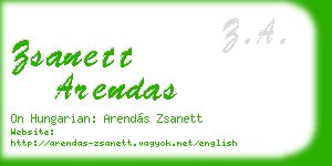 zsanett arendas business card