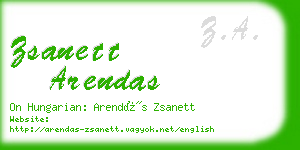 zsanett arendas business card